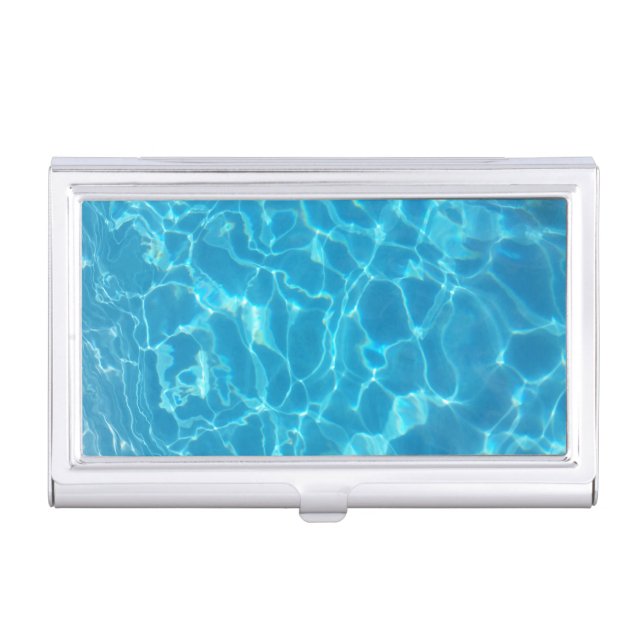 Crystal Clear Sky Blue Pool Water Business Card Case (Front)