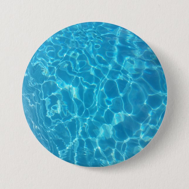 Crystal Clear Sky Blue Pool Water Button (Front)