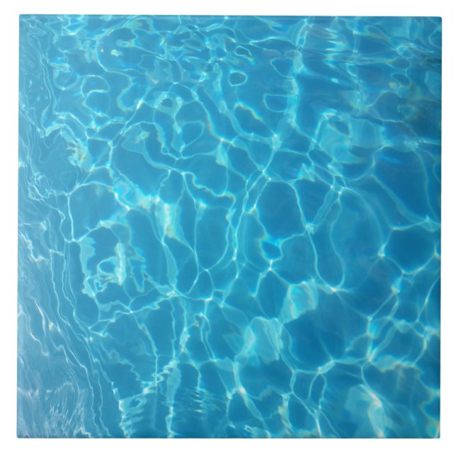 Crystal Clear Sky Blue Pool Water Ceramic Tile (Front)