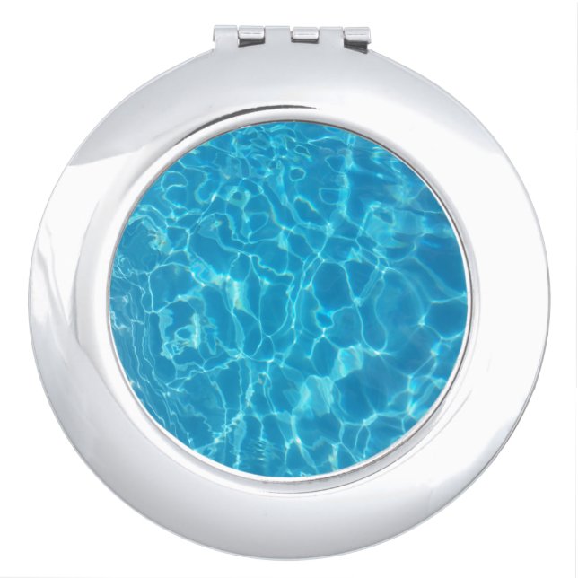 Crystal Clear Sky Blue Pool Water Compact Mirror (Front)