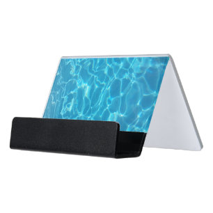 Crystal Clear Sky Blue Pool Water Desk Business Card Holder