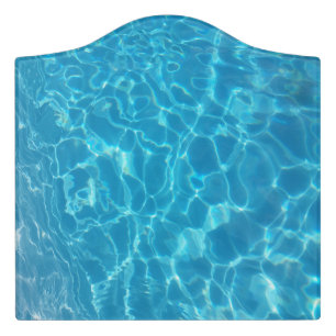 Crystal Clear Sky Blue Pool Water Door Sign