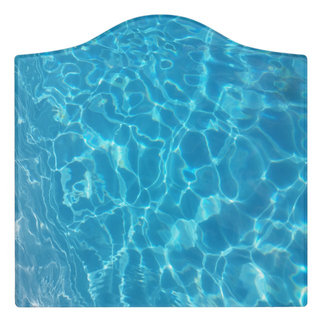 Crystal Clear Sky Blue Pool Water Door Sign (Large Crest Front)