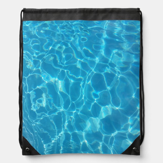 Crystal Clear Sky Blue Pool Water Drawstring Bag (Front)