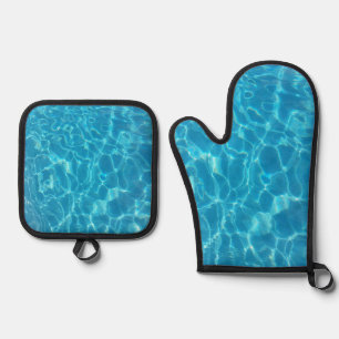 Crystal Clear Sky Blue Pool Water Oven Mitt & Pot Holder Set