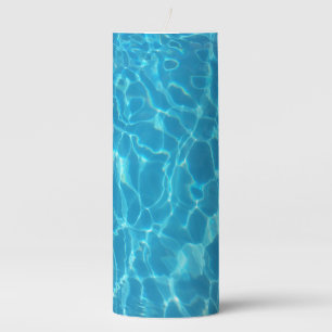Crystal Clear Sky Blue Pool Water Pillar Candle