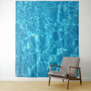 Crystal Clear Sky Blue Pool Water Tapestry
