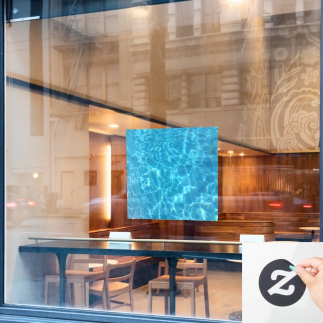 Crystal Clear Sky Blue Pool Water Window Cling (Cafe Window)