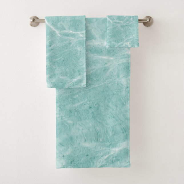 Crystal Clear Soft Turquoise Ocean Dream #2 #wall  Bath Towel Set (Insitu)