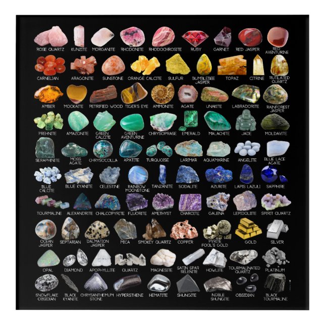 Crystal Collection Rainbow Rocks Geology Square Acrylic Print (Front)