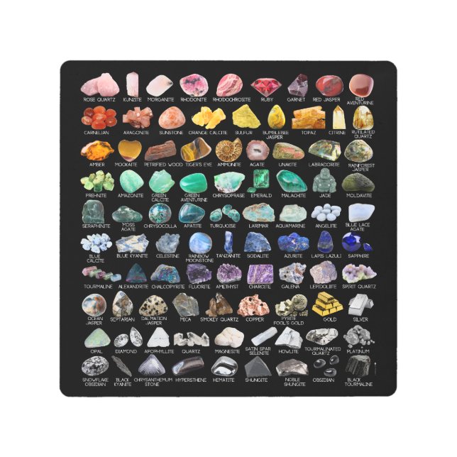 Crystal Collection Rainbow Rocks Geology Square Metal Print (Front)