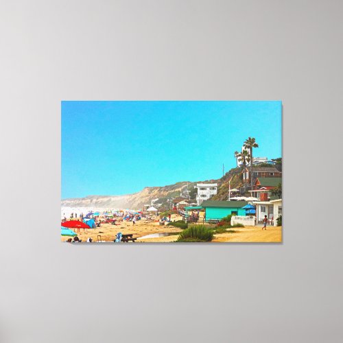 Crystal Cove Unbrellas And Cottages Canvas Print