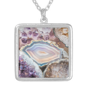 Crystal Crystal Photo Silver Plated Necklace
