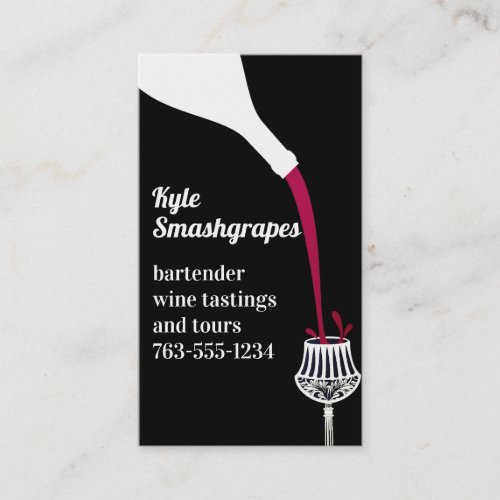 crystal decorative wine glass pouring wine bottle business card