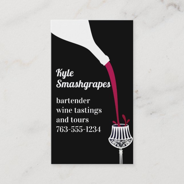crystal decorative wine glass pouring wine bottle business card (Front)