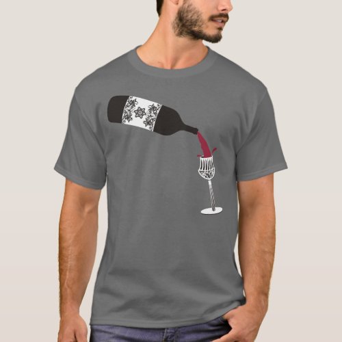 crystal decorative wine glass pouring wine bottle T_Shirt