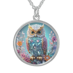 Crystal design  White Owl - Necklace