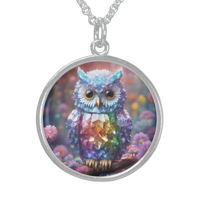 Crystal Design  White Owl - Necklace (Front)
