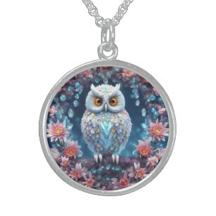 Crystal design White Owl - Necklace