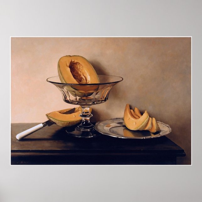 Crystal Dish with Melons by Mauro David Poster (Front)