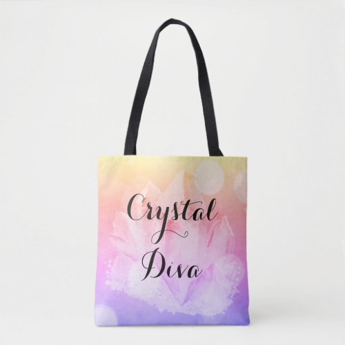 *~* Crystal Diva Gradient Lavender Pink Gold Tote Bag