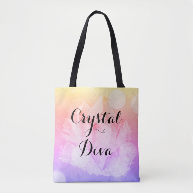 *~* Crystal Diva Gradient Lavender Pink Gold Tote Bag (Front)