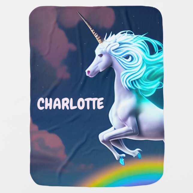  Crystal Dreamin Unicorn Soft Pastel Baby Blanket (Front)
