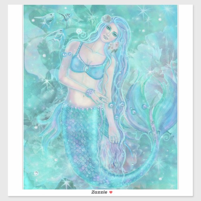 Crystal dreams mermaid art by Renee Lavoie Sticker (Sheet)