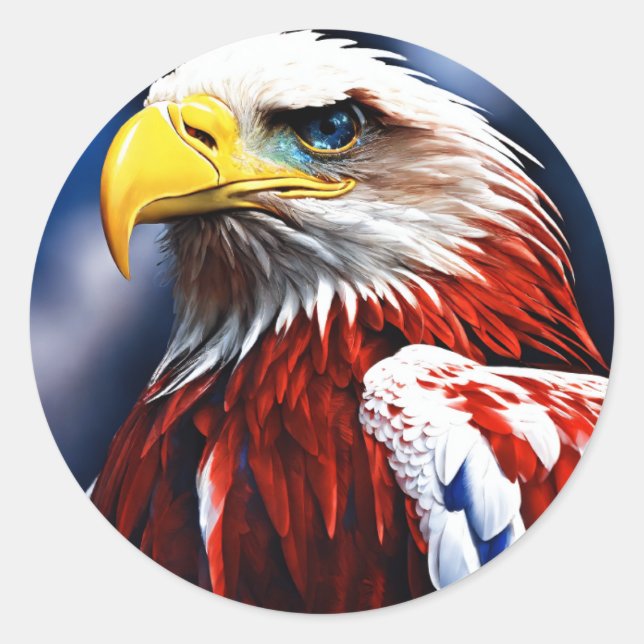 crystal eagle wall art classic round sticker (Front)