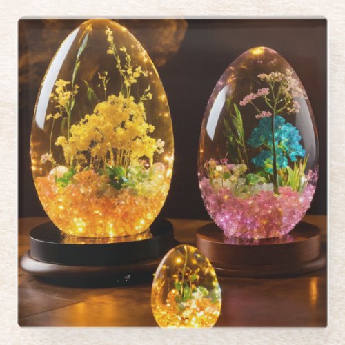 Crystal Egg Glass Coaster Set