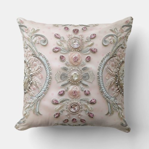 Crystal Embroidered Stylish Luxury Glamour Throw P Throw Pillow