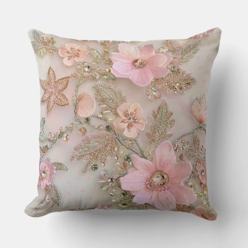 Crystal Embroidered Stylish Luxury Throw Pillow