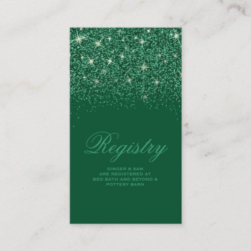 Crystal Emerald Glitter Wedding Registry Card