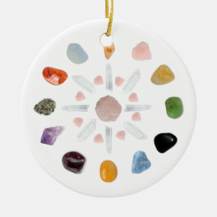 *~* Crystal Energy Gemstone Chakra Ceramic Ornament