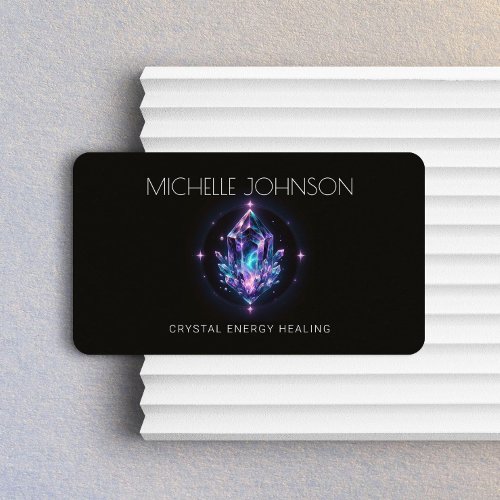 Crystal Energy Healer Amethyst PurpleBlue Logo Business Card
