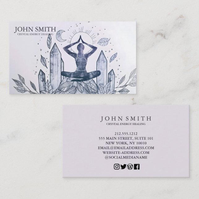 Crystal Energy Healer Chakra Spiritual Meditation Business Card (Front/Back)