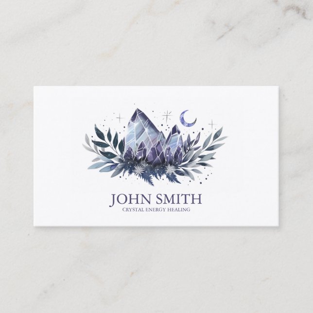 Crystal Energy Healer Chakra Spiritual Meditation Business Card (Front)