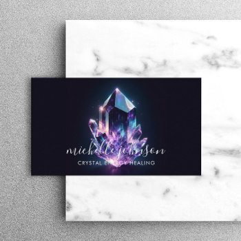 Crystal Energy Healer Iridescent Amethyst Purple Business Card by 1201am at Zazzle