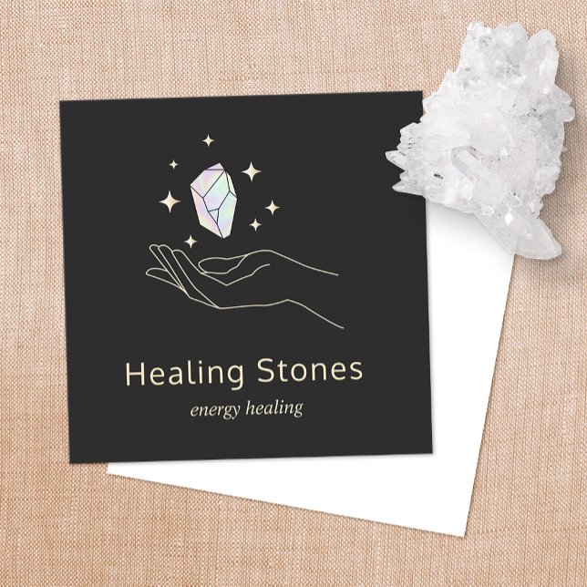 Crystal Energy Healer Iridescent Gemstone  Square Business Card (Creator Uploaded)