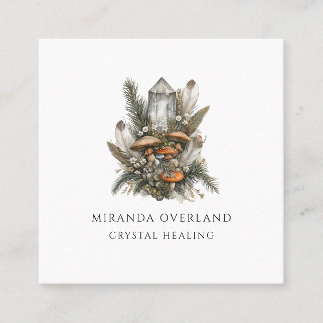 Crystal Energy Healer Spiritual Square Business Card (Front)