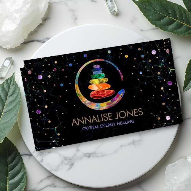 Crystal Energy Healing – Zen Stones & Cosmic Enso Business Card (Creator Uploaded)