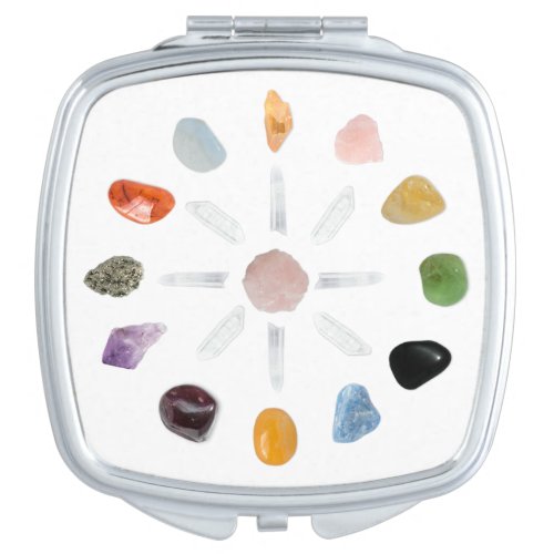 *~* Crystal Energy Stone Grid Chakra Compact Mirror