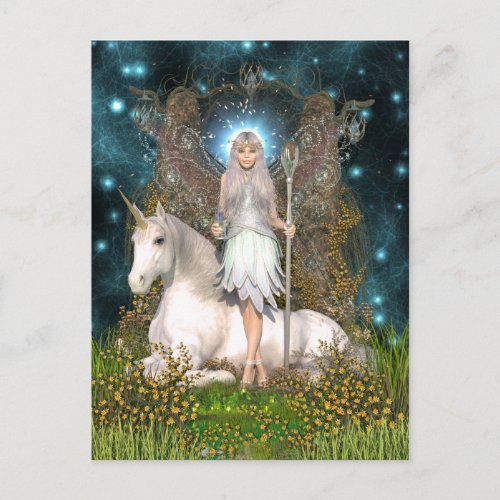 Crystal Fairy and Unicorn Postcard