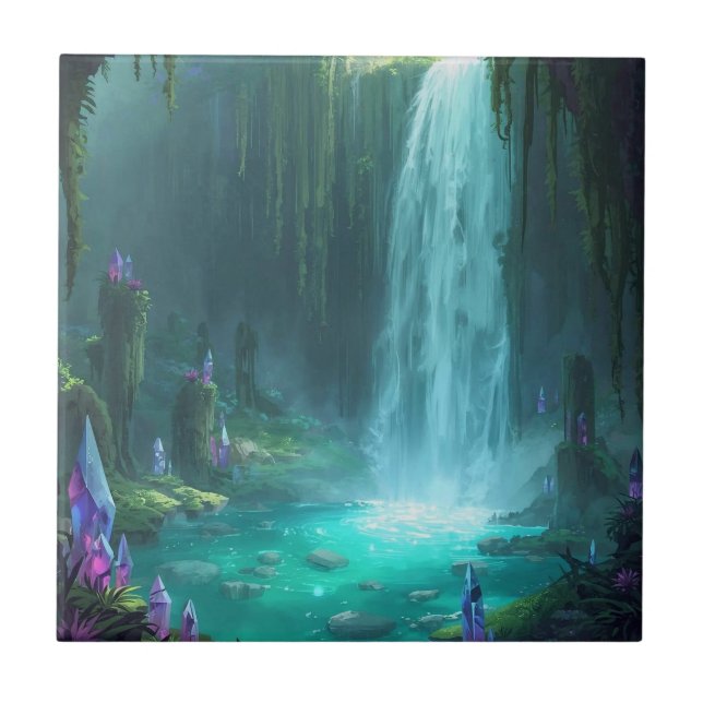 Crystal Falls of the Hidden Realm Ceramic Tile (Front)