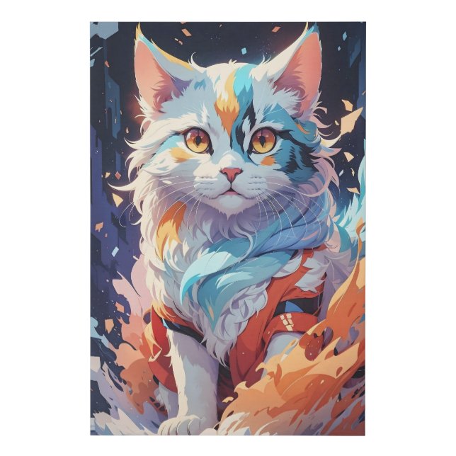 Crystal Fantasy Cat Artwork Faux Canvas Print (Front)