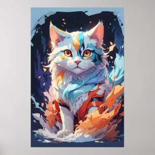 Crystal Fantasy Cat Artwork Poster