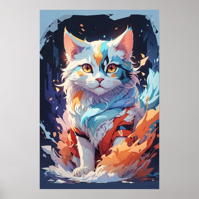 Crystal Fantasy Cat Artwork Poster (Front)