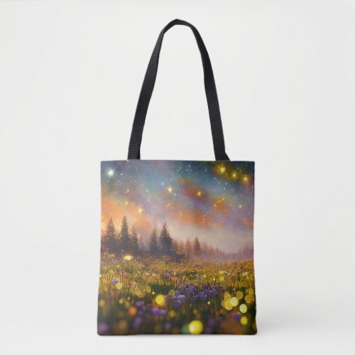Crystal Fields and Starry Skies Tote Bag