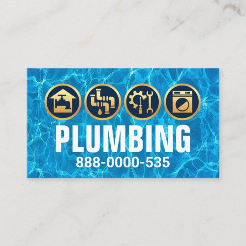 Crystal Flood Waters Plumbing Icons Business Card