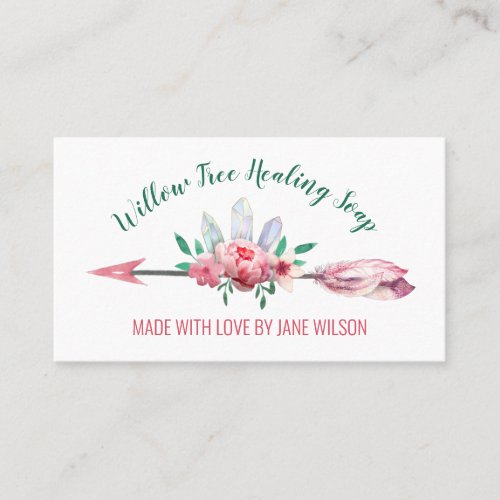 Crystal Floral Arrow Logo Soap And Candle Business Business Card